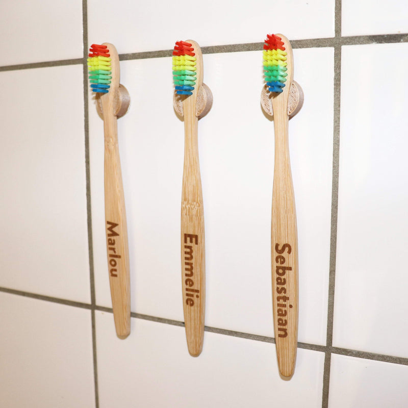 Regenboog [Nieuw] Laser Ingegraveerde Tandenborstel + 3D geprinte houder