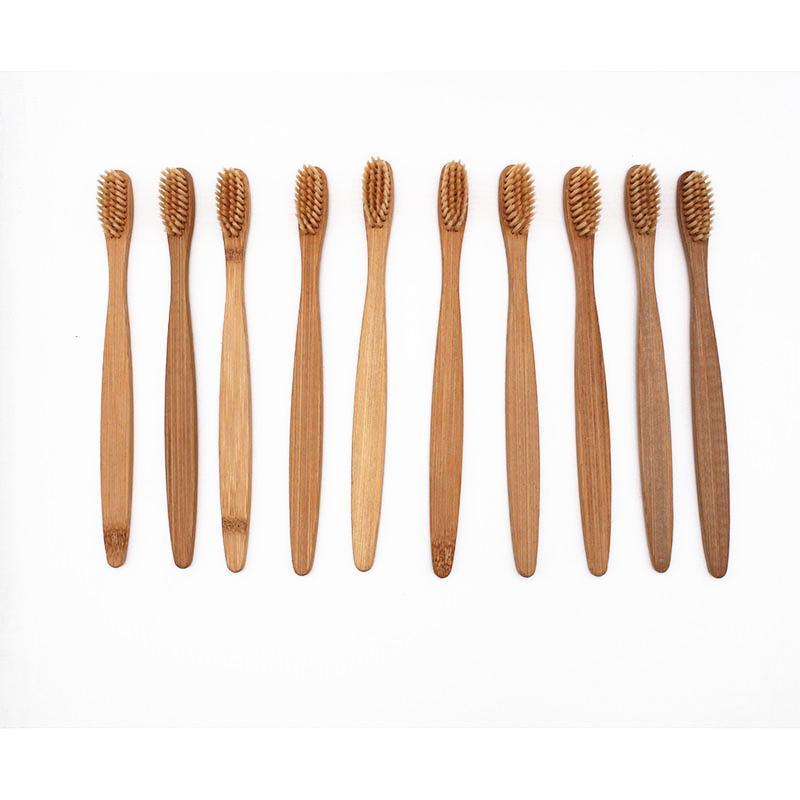 Toothbrushes Kaki 10-pack Bamboe Tandenborstels [50% FAMILIE KORTING]